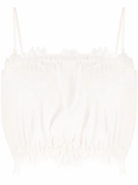 Gold Hawk lace-trim silk crop top