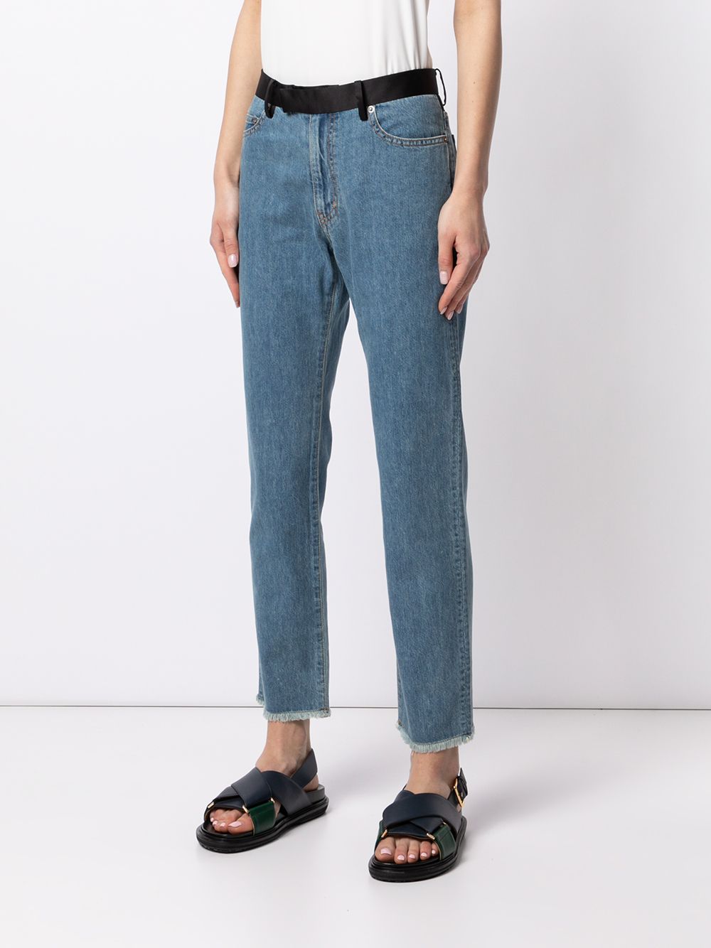 sueundercover panelled-waist straight jeans - blue