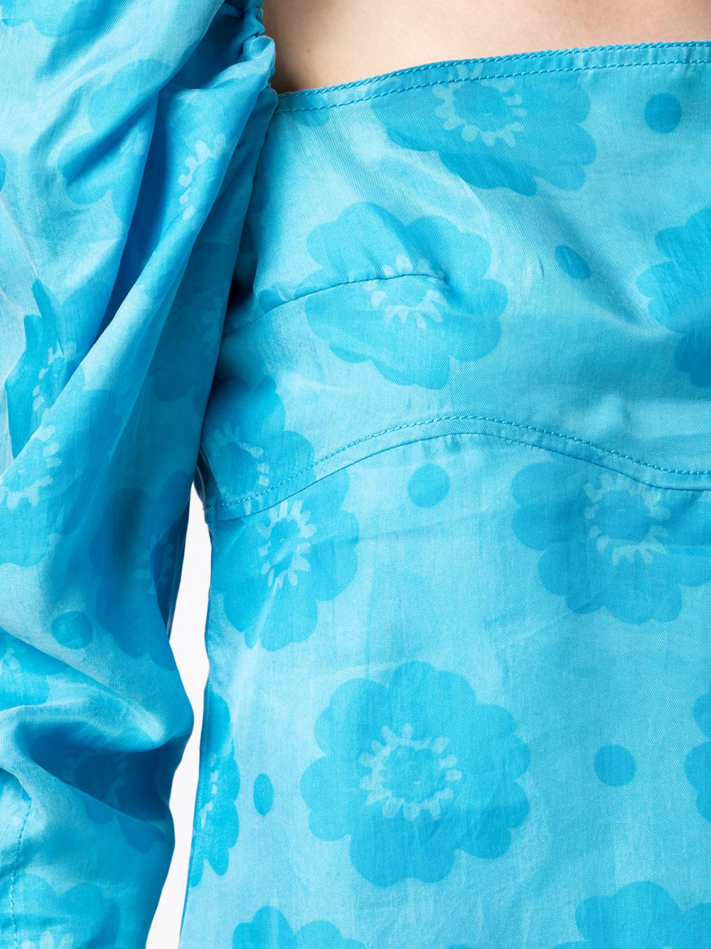 Shop Rejina Pyo Floral-print Ruched Blouse In Blue