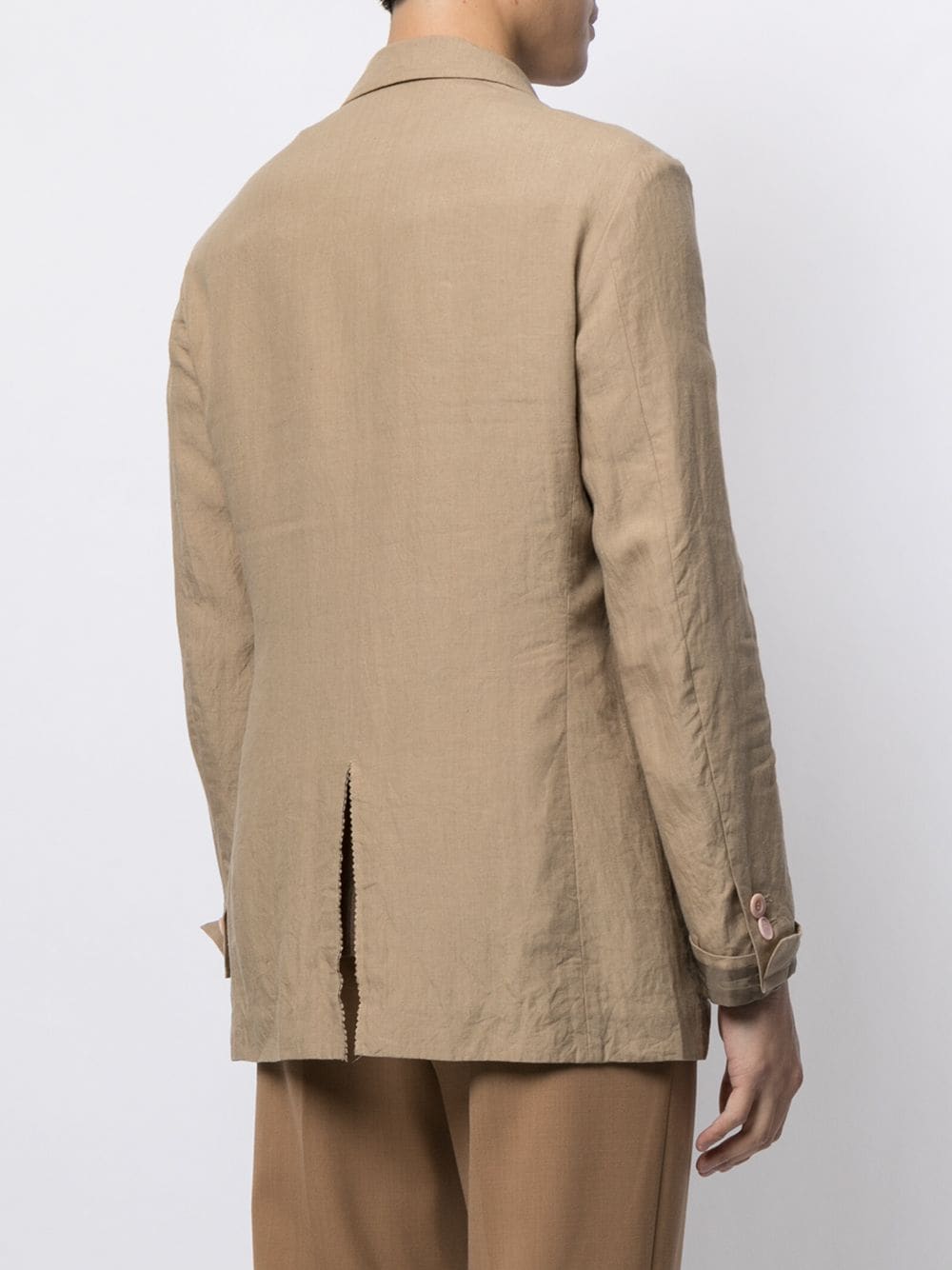 Shop Undercover Button-front Linen Blazer In Brown