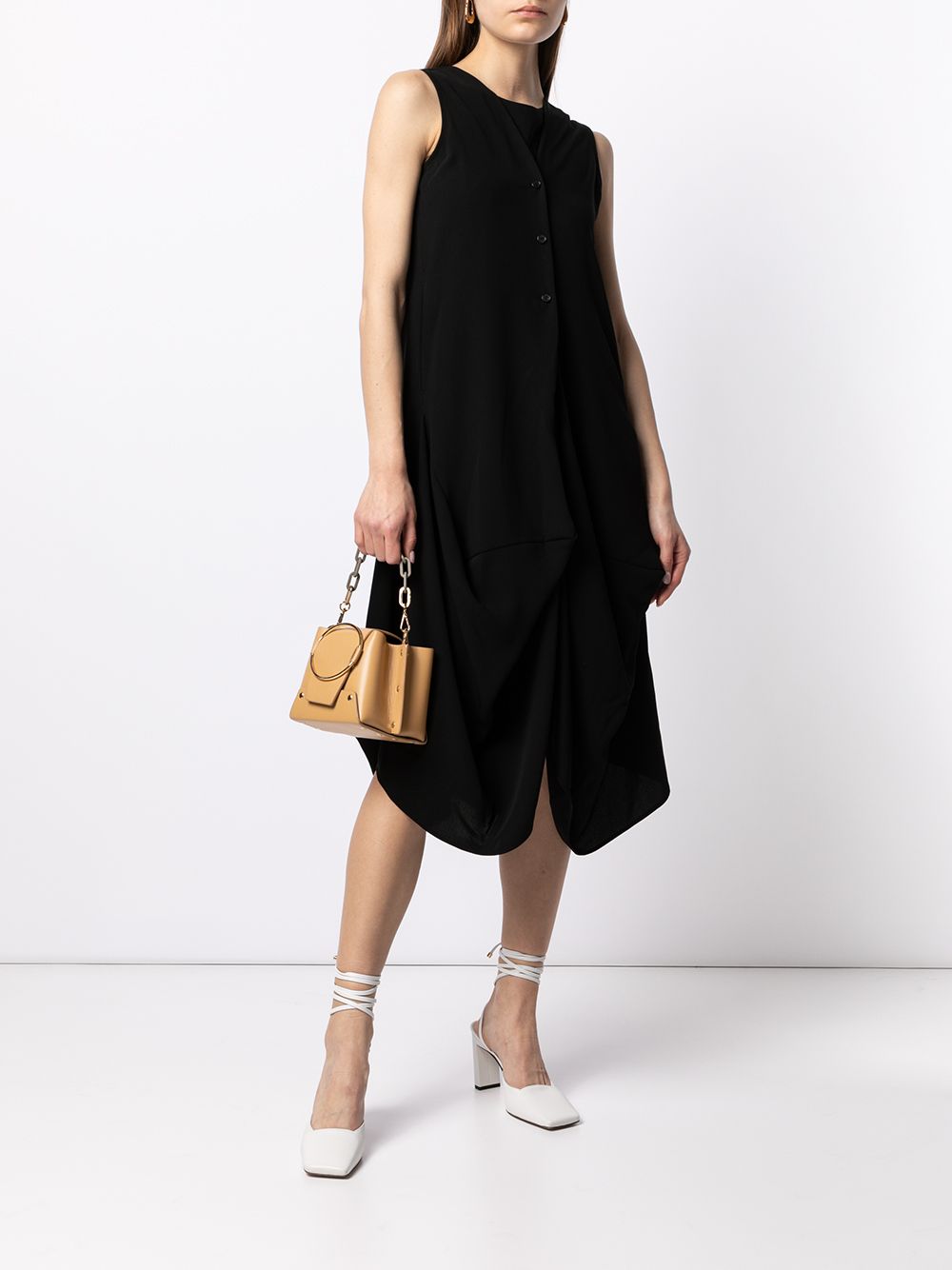 Shop Goen J Draped Sleeveless Dress In Black