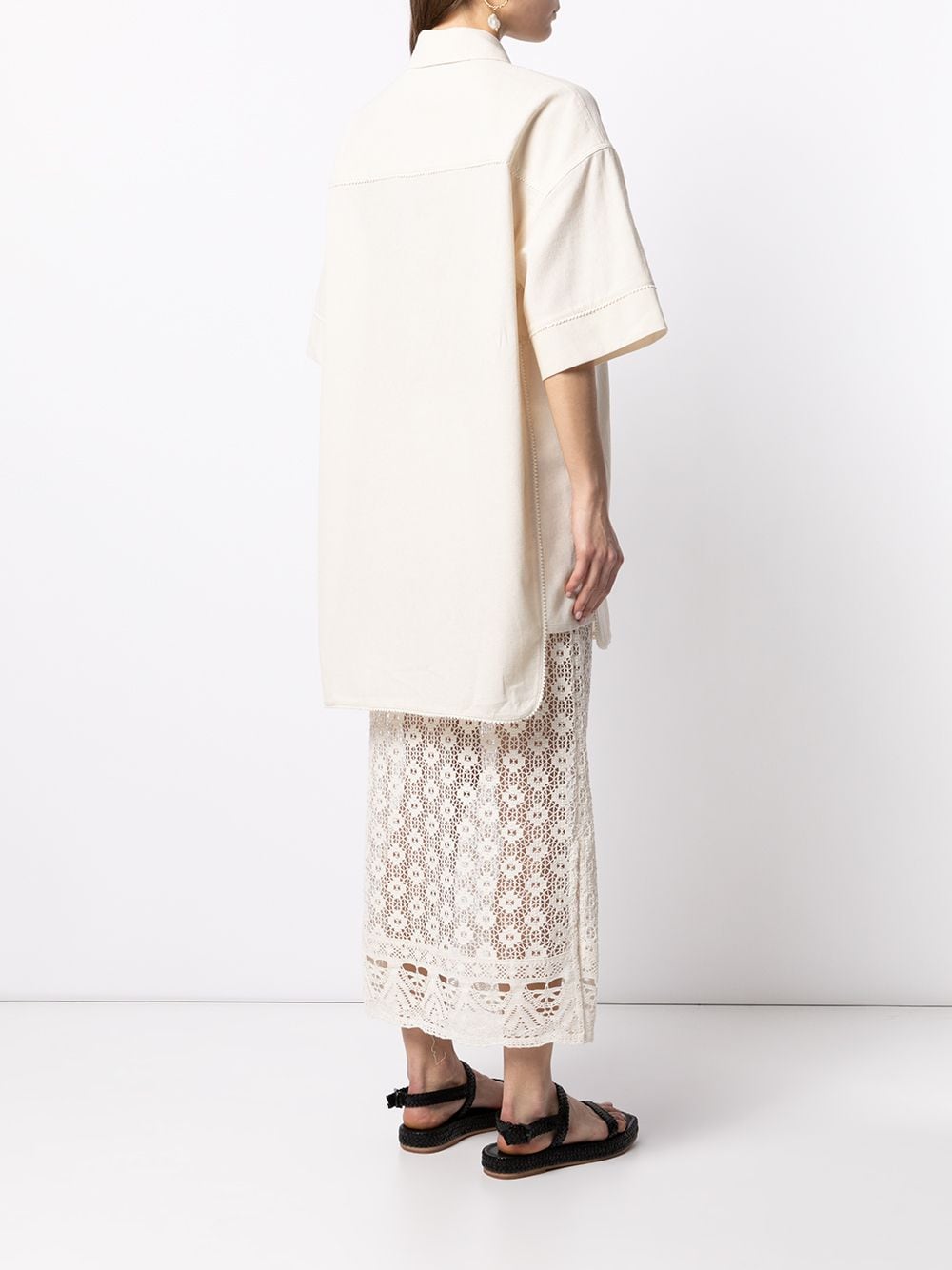 Shop Goen J Oversized Crochet-lace Skirt Set In Neutrals