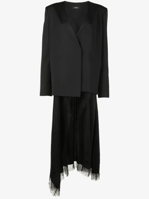 Goen.J silk-wool blend wrap blazer