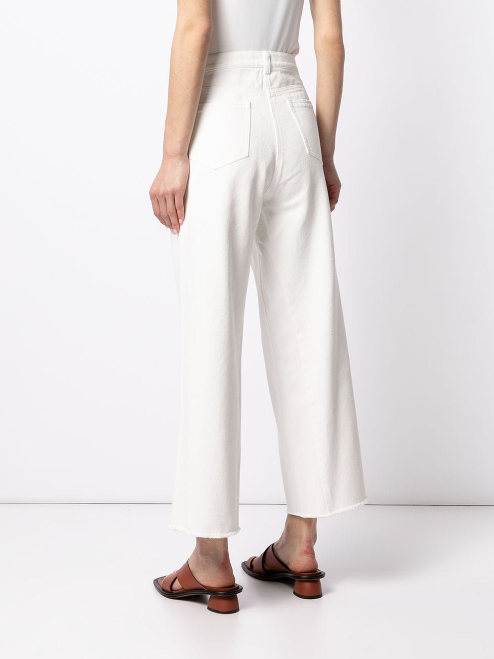 Shop Goen J Crochet-detail Wide-leg Jeans In White