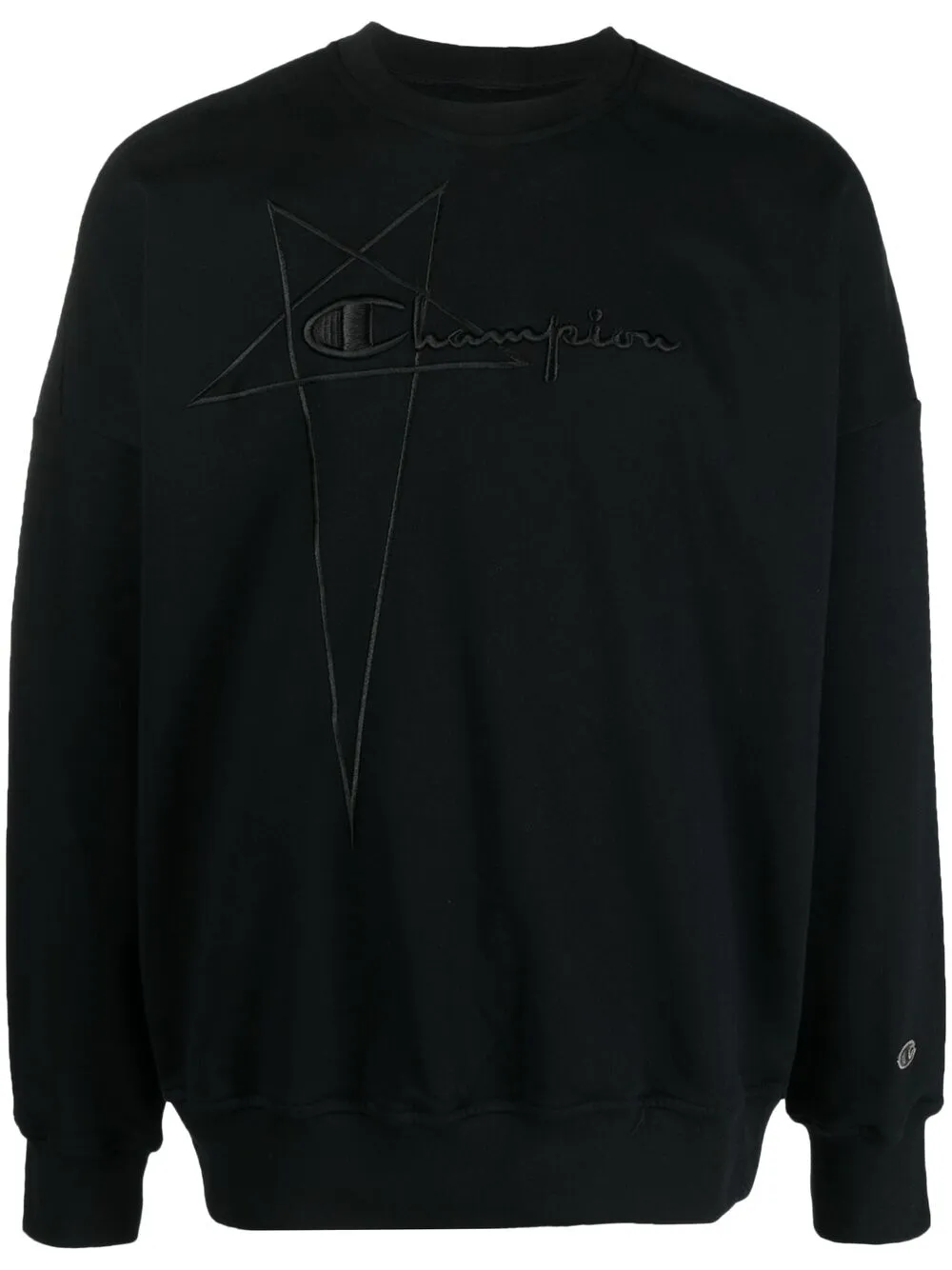 Shop Rick Owens X Champion Logo-embroidered Pullover Sweatshirt In Black