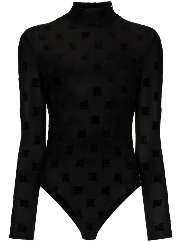 MISBHV monogram-pattern semi-sheer Bodysuit - Farfetch