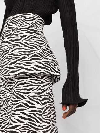 zebra-print front-slit skirt展示图