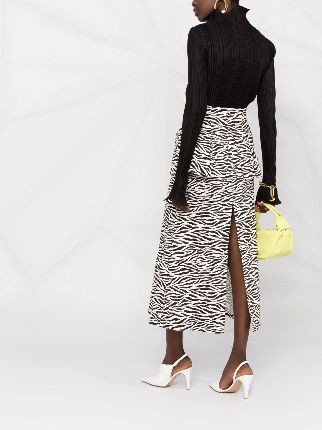 zebra-print front-slit skirt展示图