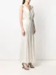 Saint Laurent Vestido longo de seda com pregas