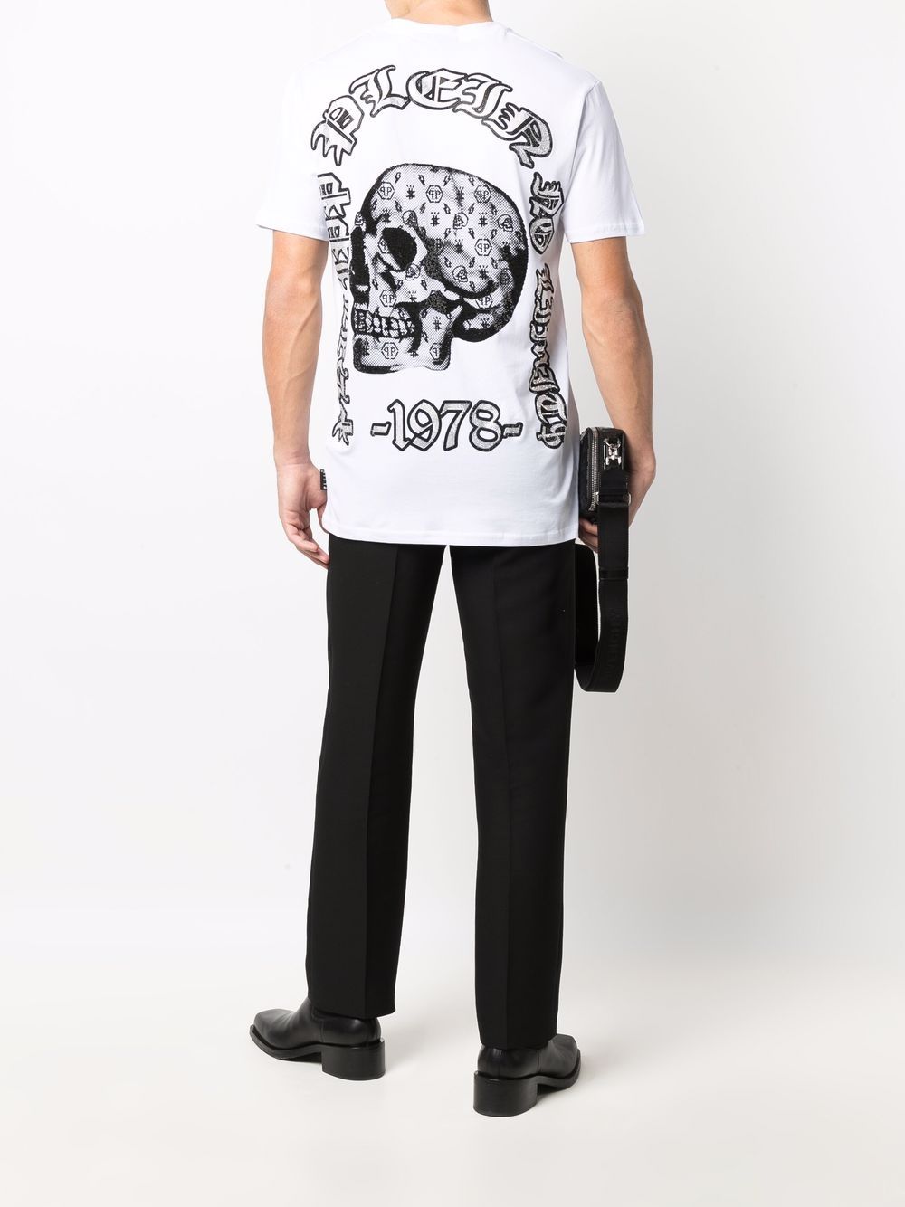 Shop Philipp Plein No Limits Rhinestone-embellished T-shirt In 白色