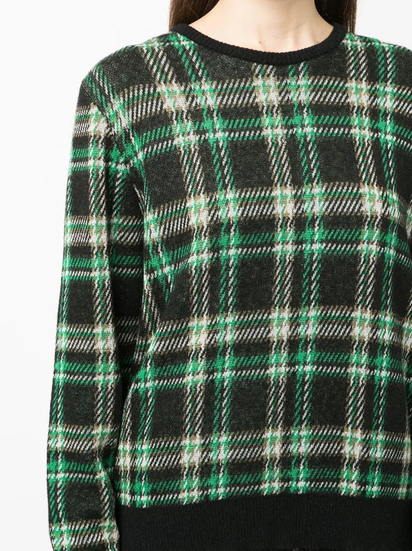 Nº21 Tartan check-pattern round-neck 