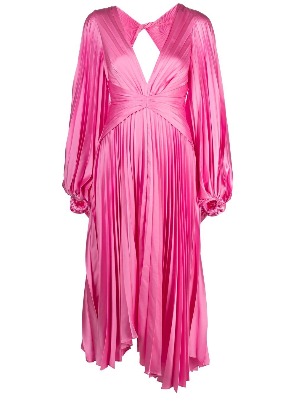 Acler Pleated Plunge-neck Gown In Pink