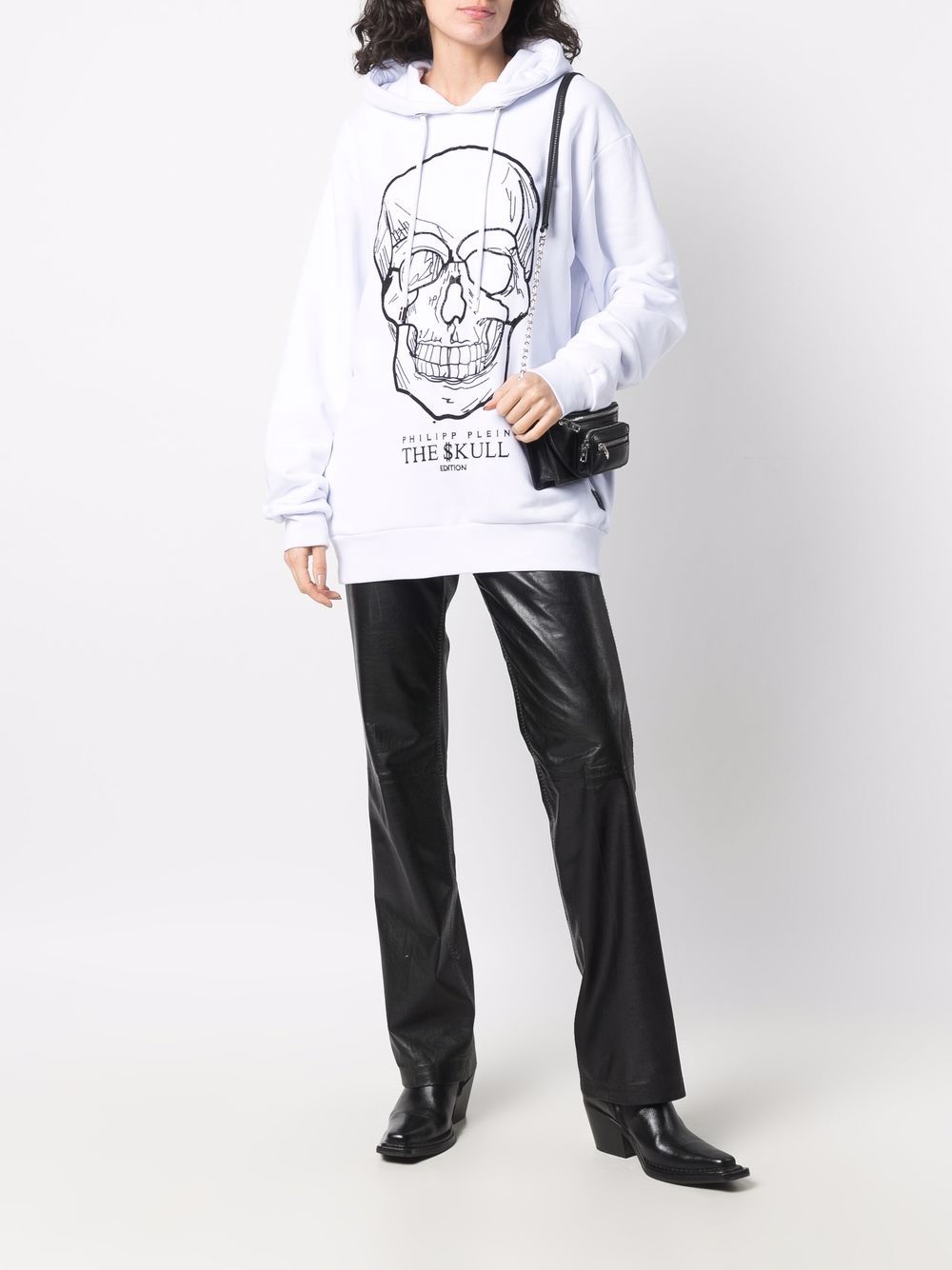 Shop Philipp Plein Crystal-skull Pullover Hoodie In White