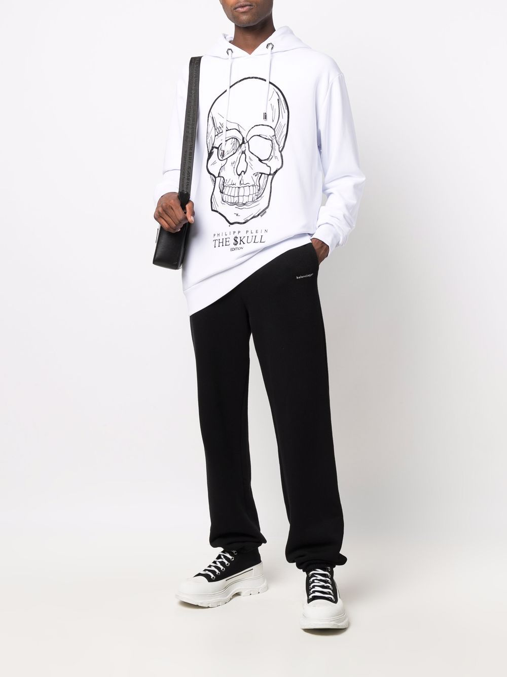 Shop Philipp Plein Crystal-skull Pullover Hoodie In White