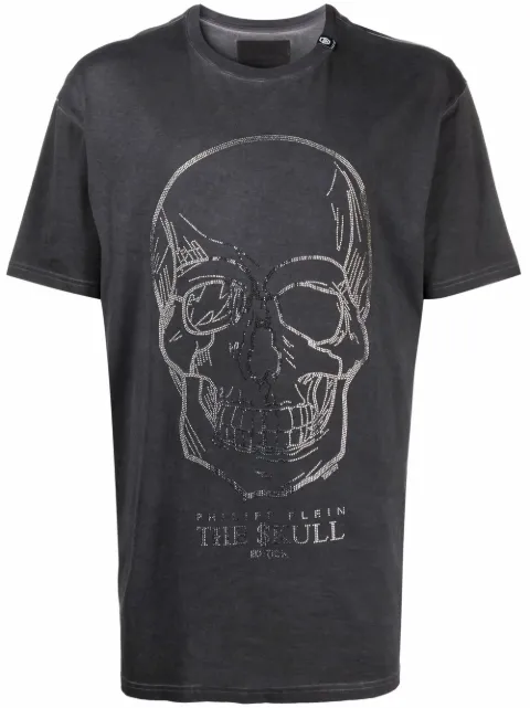 Philipp Plein Camiseta de algodão com aplicação de caveira e cristal