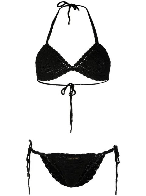 TOM FORD knitted logo-patch bikini