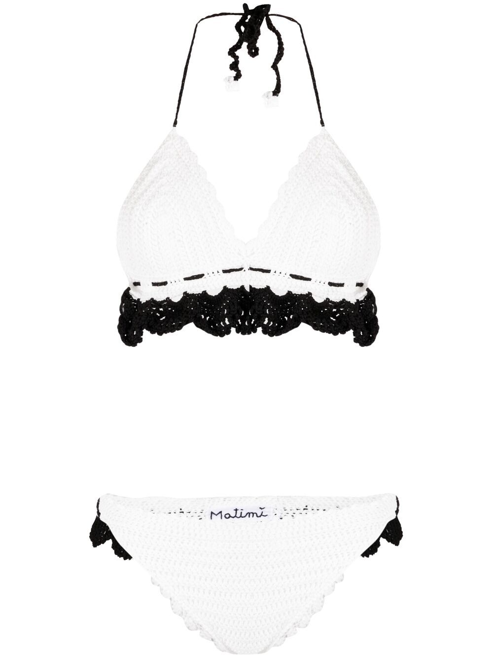 Matimì Two-tone Crochet Bikini Set In White