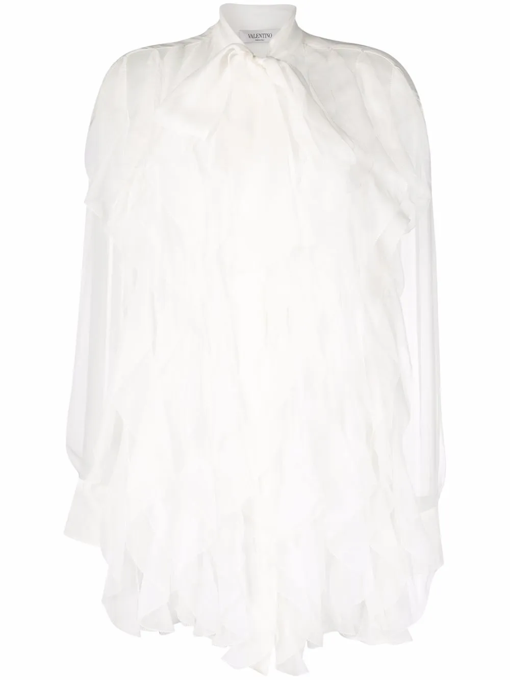 

Valentino sheer ruffle-embellished silk blouse - White