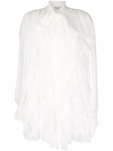 Valentino Garavani sheer ruffle-embellished silk blouse