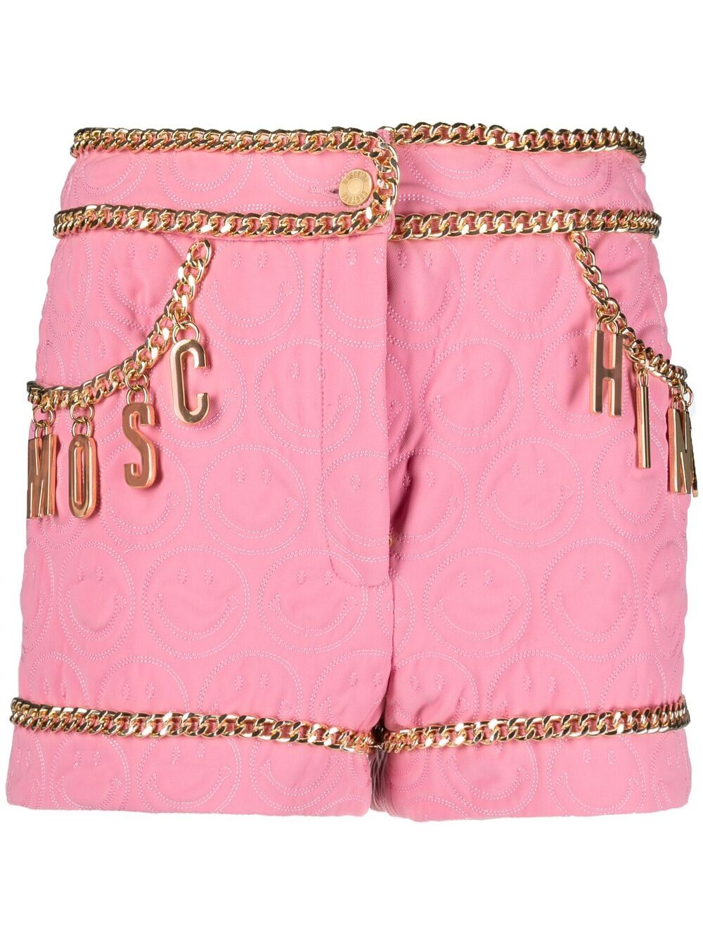 Moschino Chain-trim Stitch Shorts In Pink