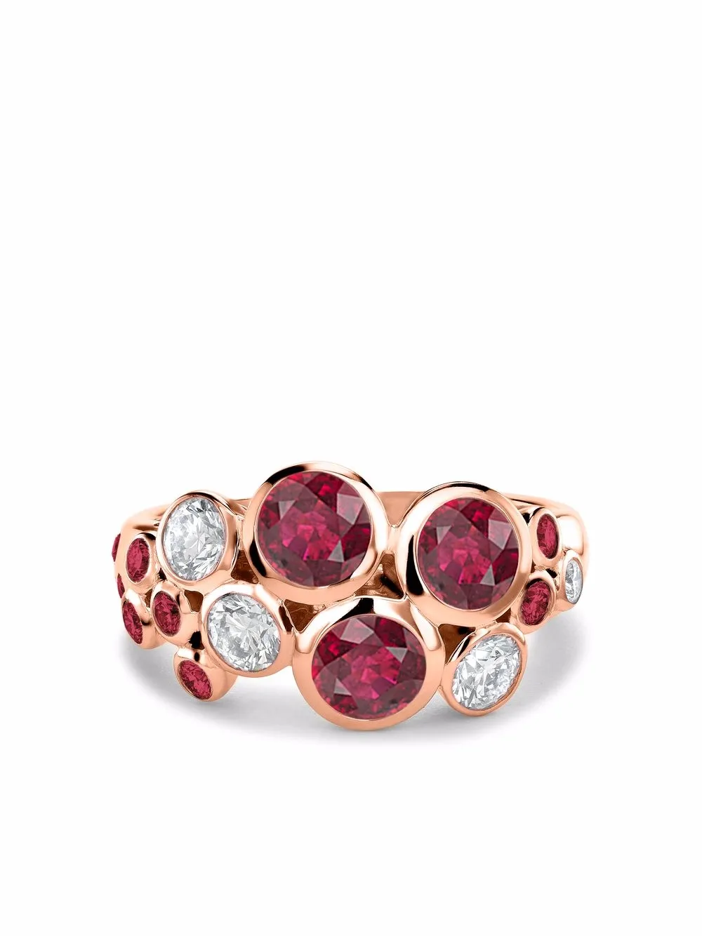 

Pragnell anillo Bubbles en oro rosa de 18kt con rubíes y diamantes - Rosado