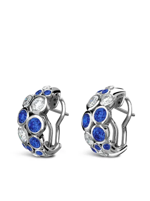 Pragnell 18kt white gold Bubbles sapphire and diamond half-hoop earrings