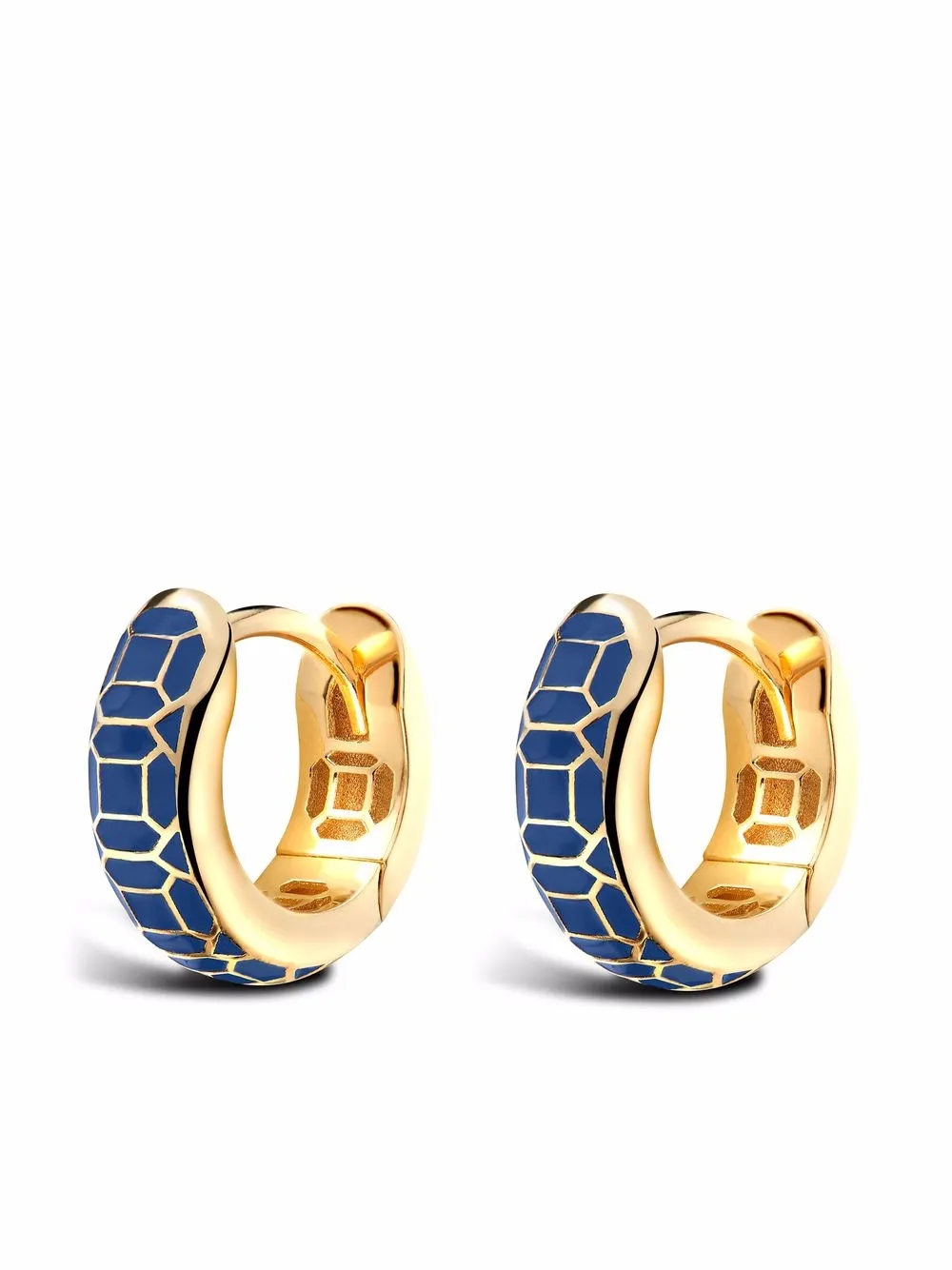 

Pragnell 18kt yellow gold Revival royal blue enamel hoop earrings