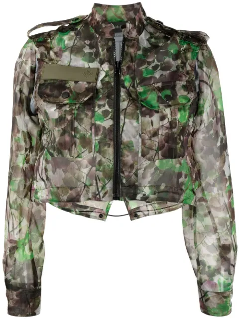 army print crop jacket
