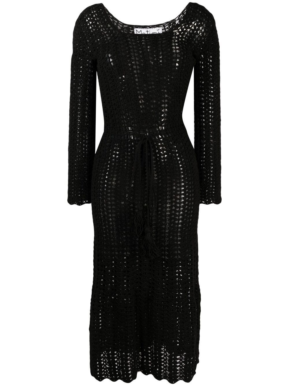 Matimì Crochet Tie-waist Dress In Black