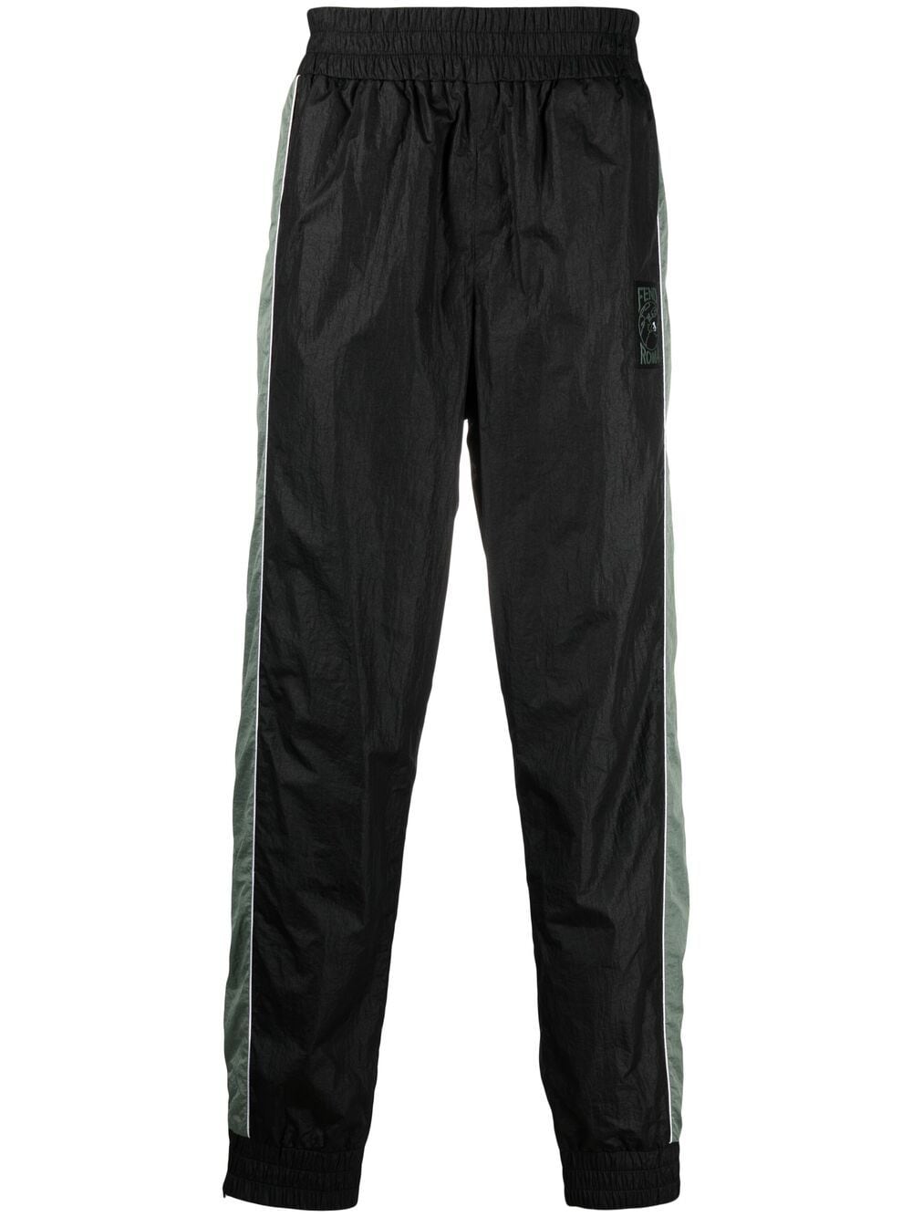 Fendi Side-stripe Tapered Track Pants In Black