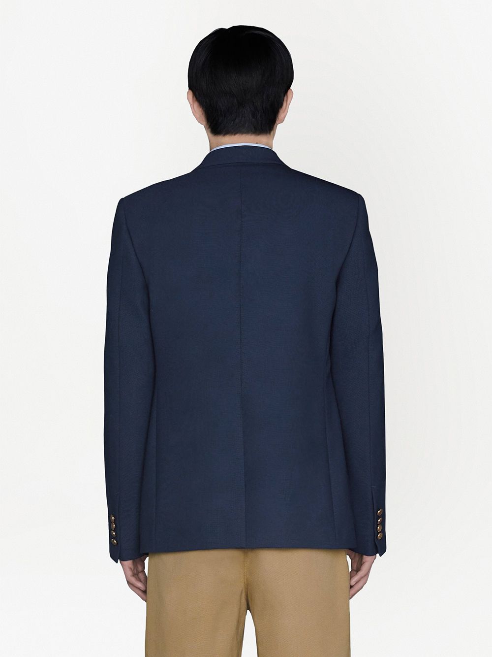 Shop Gucci Logo-patch Single-breasted Blazer In Blue