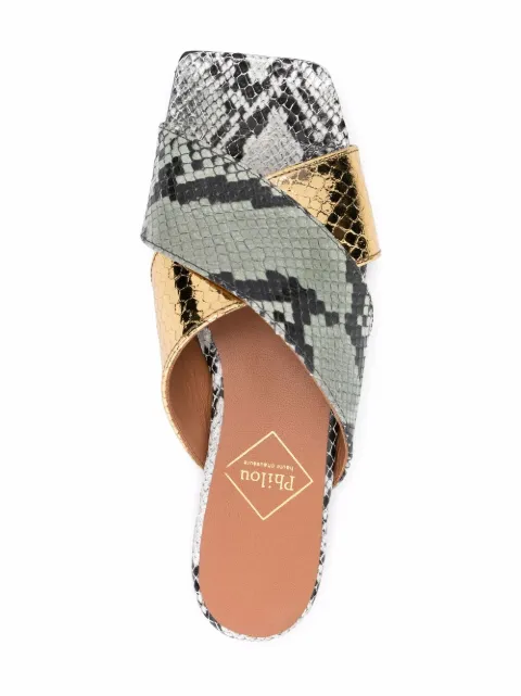 Philou snakeskin-effect Crossover Sandals - Farfetch