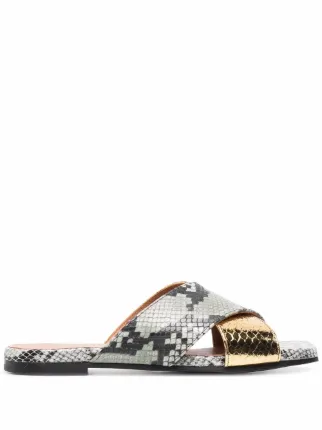 Philou snakeskin-effect Crossover Sandals - Farfetch