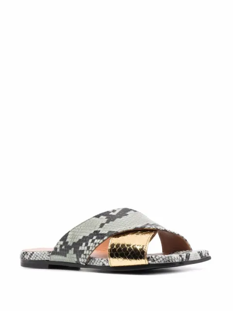 Philou snakeskin-effect Crossover Sandals - Farfetch