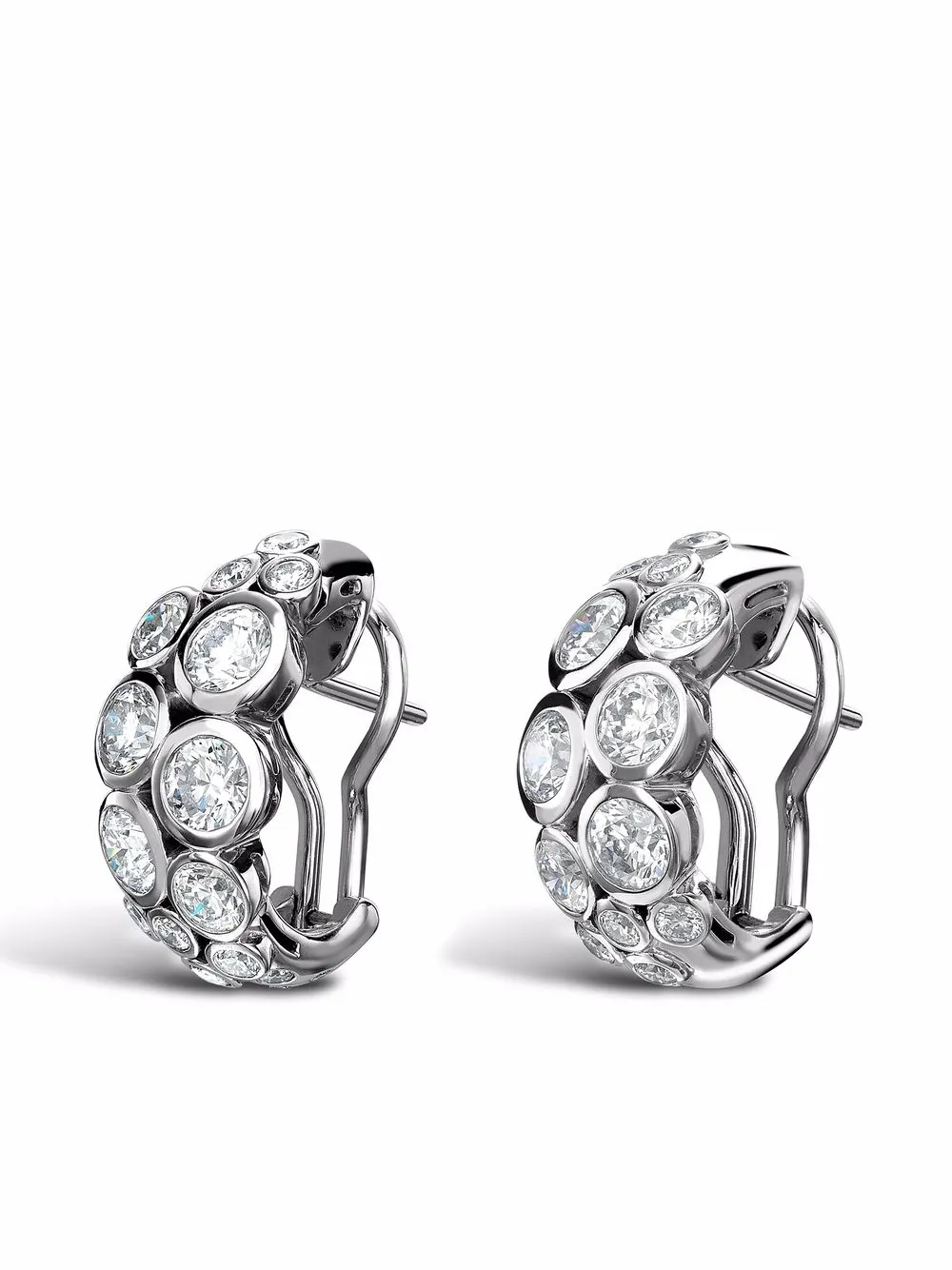 Pragnell Bubbles ダイヤモンド フープピアス 18Kホワイトゴールド - シルバートーン Pragnell Bubbles ダイヤモンド フープピアス 18Kホワイトゴールド - シルバートーン