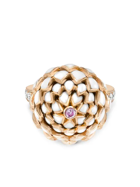 Pragnell 18kt yellow gold Wildflower white clover pink diamond ring