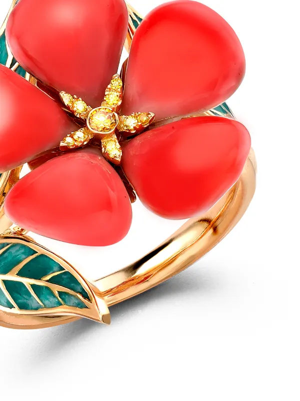 Pragnell 18kt Yellow Gold Wildflower Poppy Diamond Ring Gold FARFETCH MY