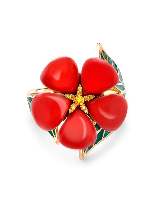 Bague Wildflower Poppy en 18ct ornées de diamants - Pragnell - Modalova