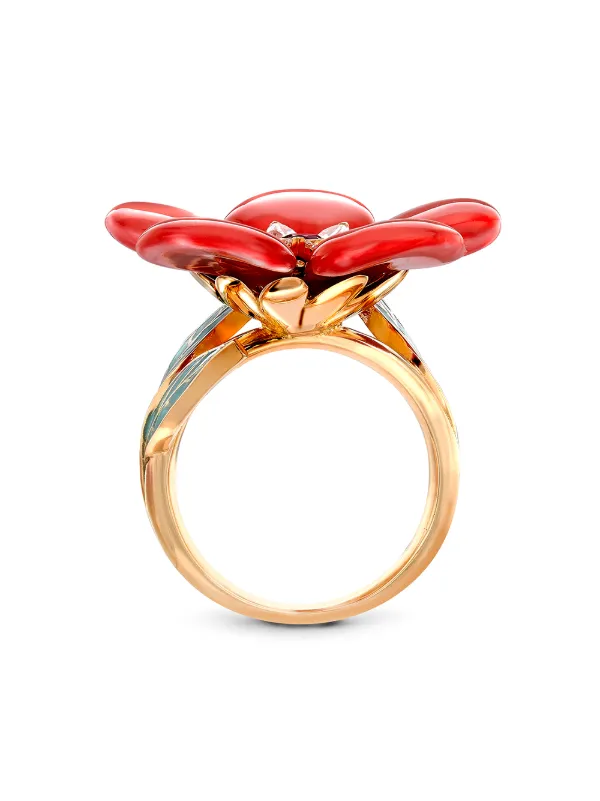 Pragnell 18kt Yellow Gold Wildflower Poppy Ruby And Diamond Ring Gold  FARFETCH MY