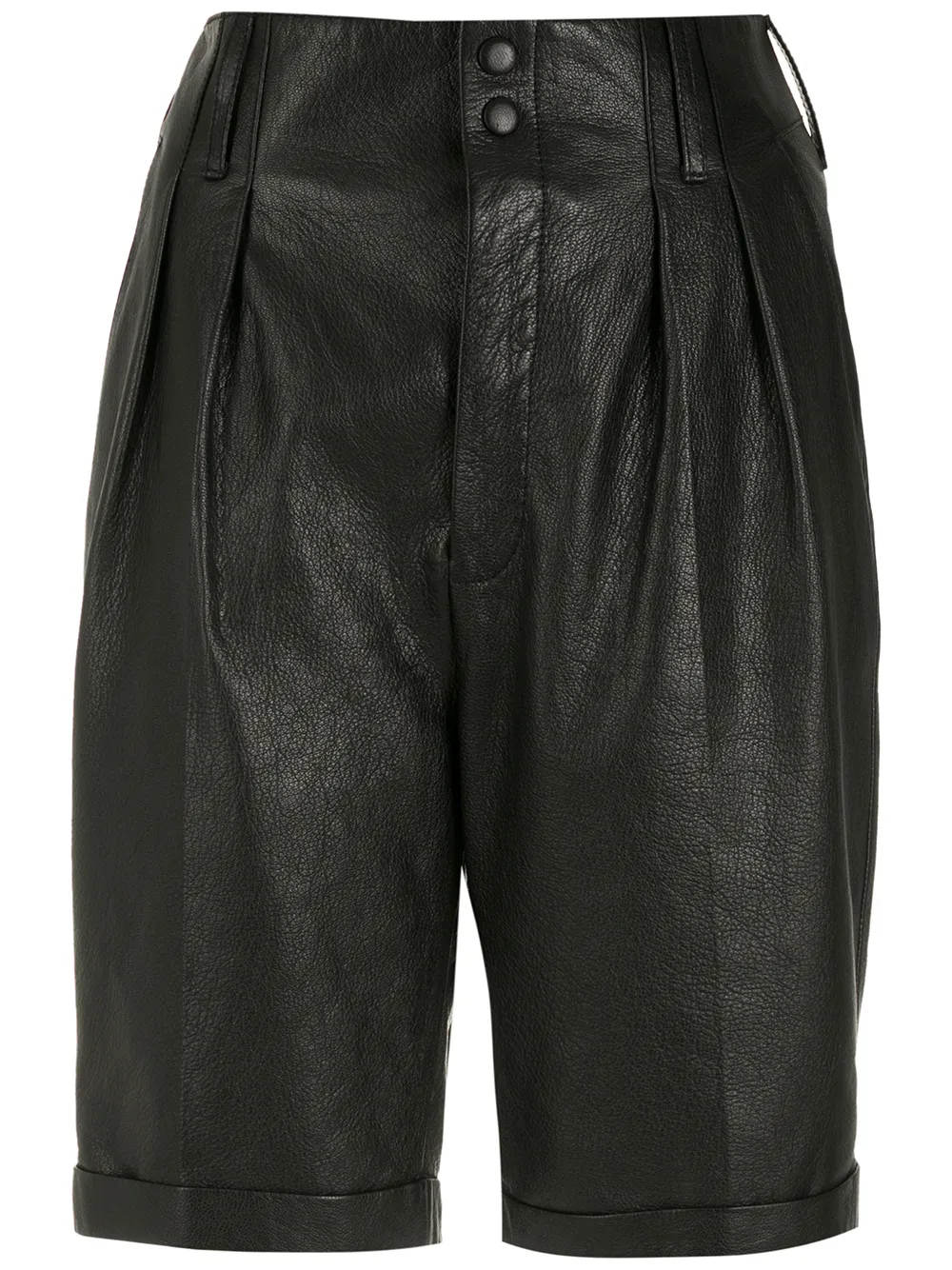 Saint Laurent high-waist leather shorts – Black