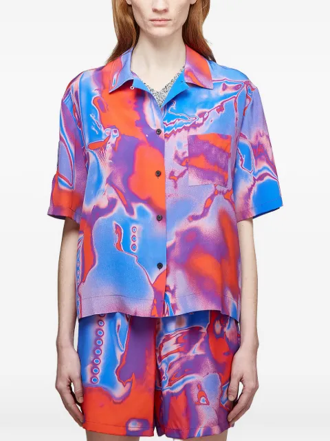 MCQ abstract-print collared top