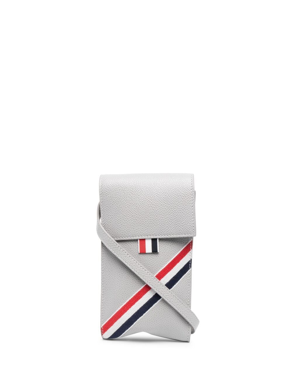 Thom Browne Rwb Stripe Phone Holder In Grey