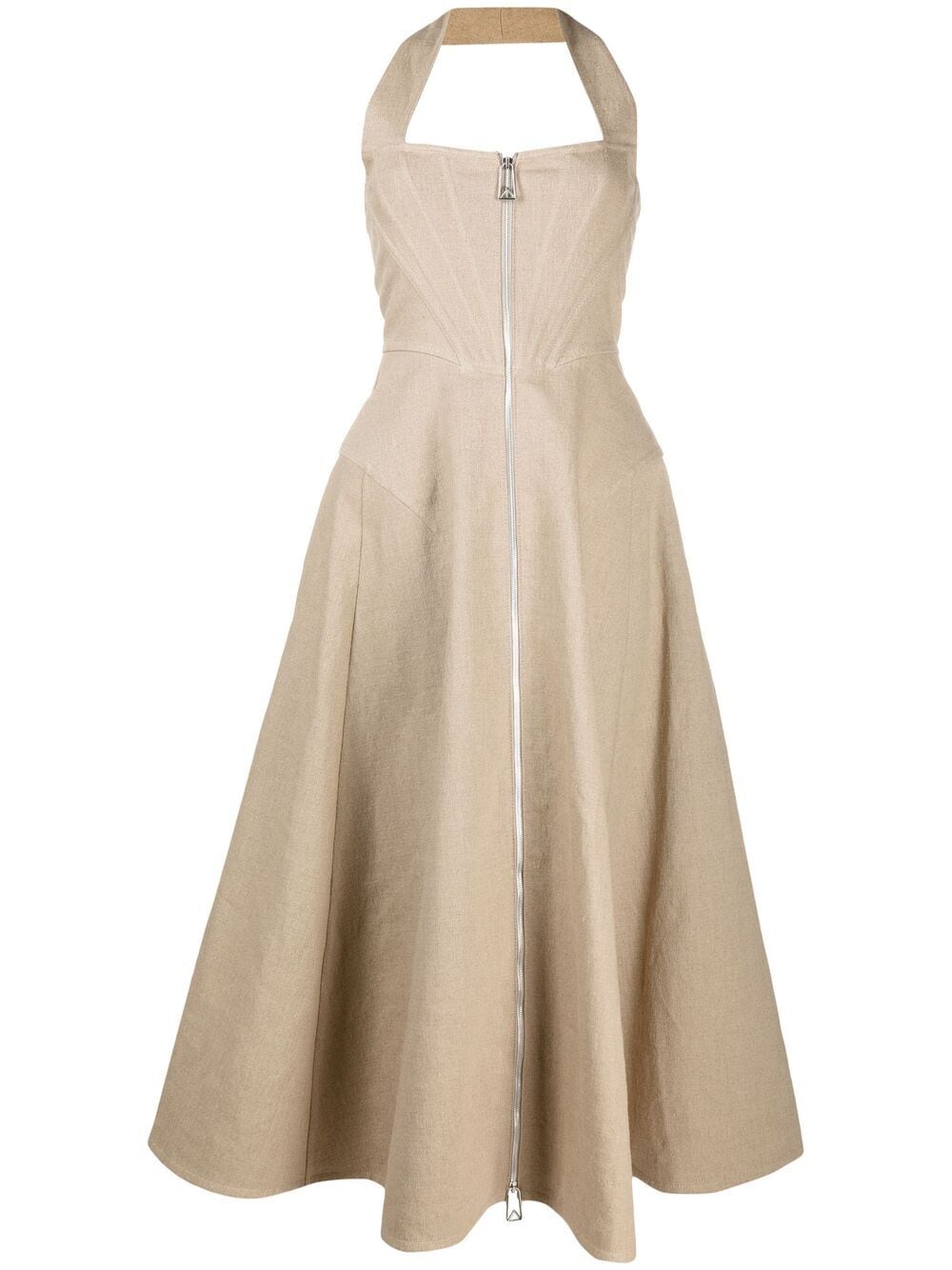 фото Bottega veneta платье миди с вырезом халтер