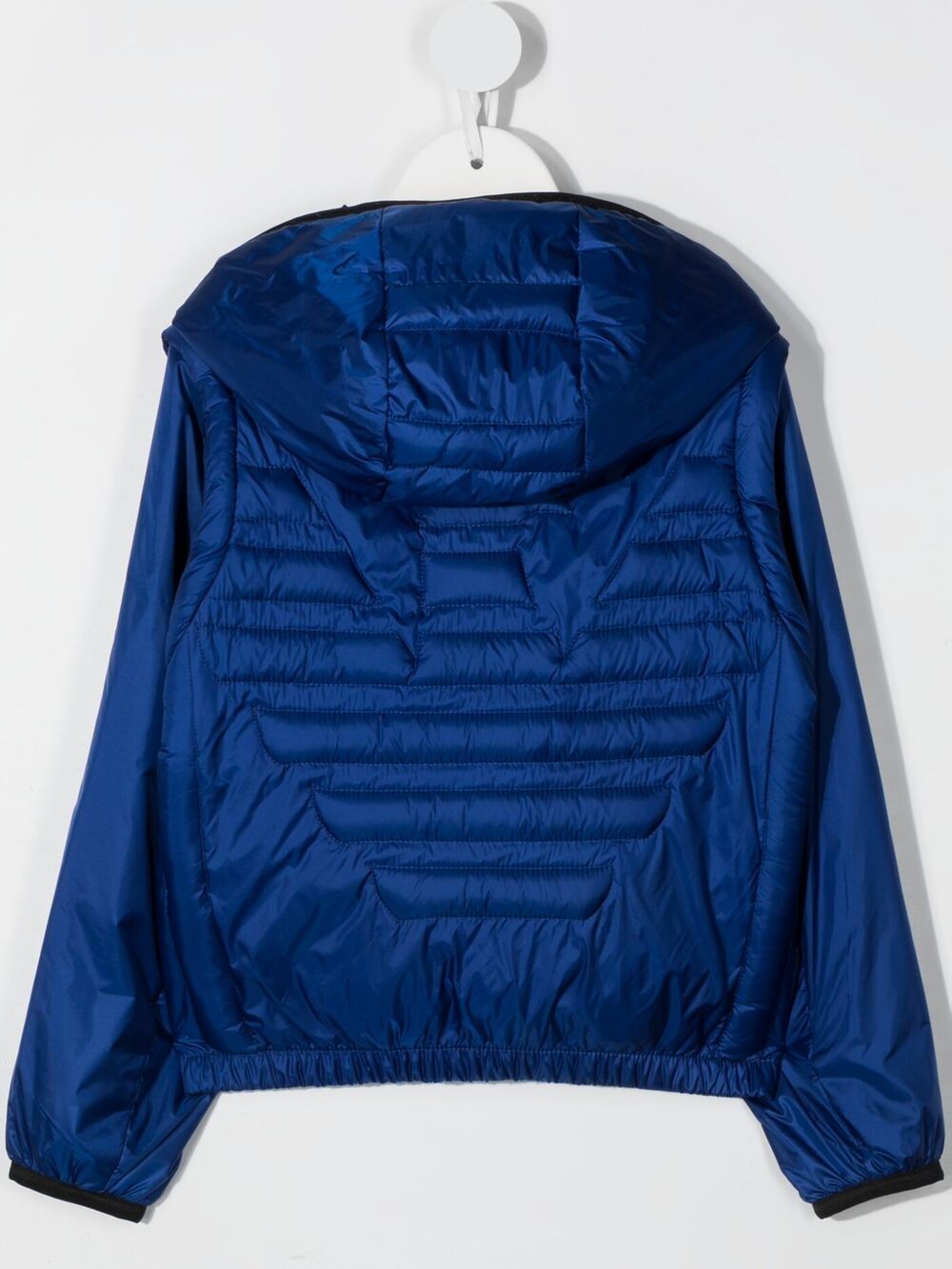 Shop Emporio Armani Padded Zipped Hooded Jacket In Blue