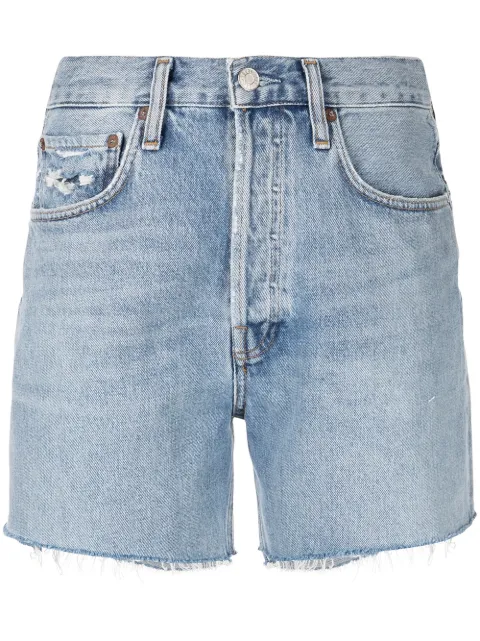 AGOLDE Riley distressed-finish jean shorts
