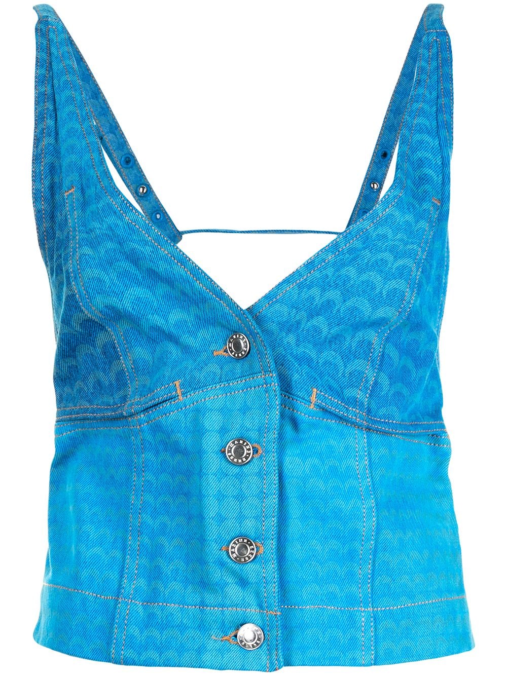 

Marine Serre top de mezclilla Moon Fish Skin - Azul