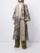 Biyan lace-panelled floral print coat