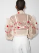 Simone Rocha embroidered ruffle biker jacket