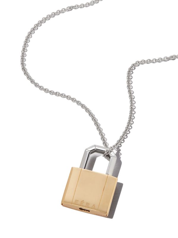 gold padlock chain necklace