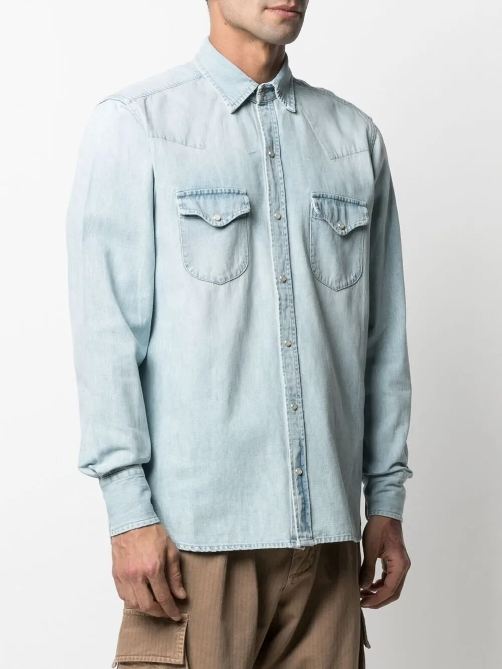 фото Fortela джинсовая рубашка с эффектом потертости